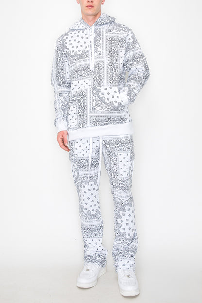 Bandana Pullover Cargo Flared Fleece Set