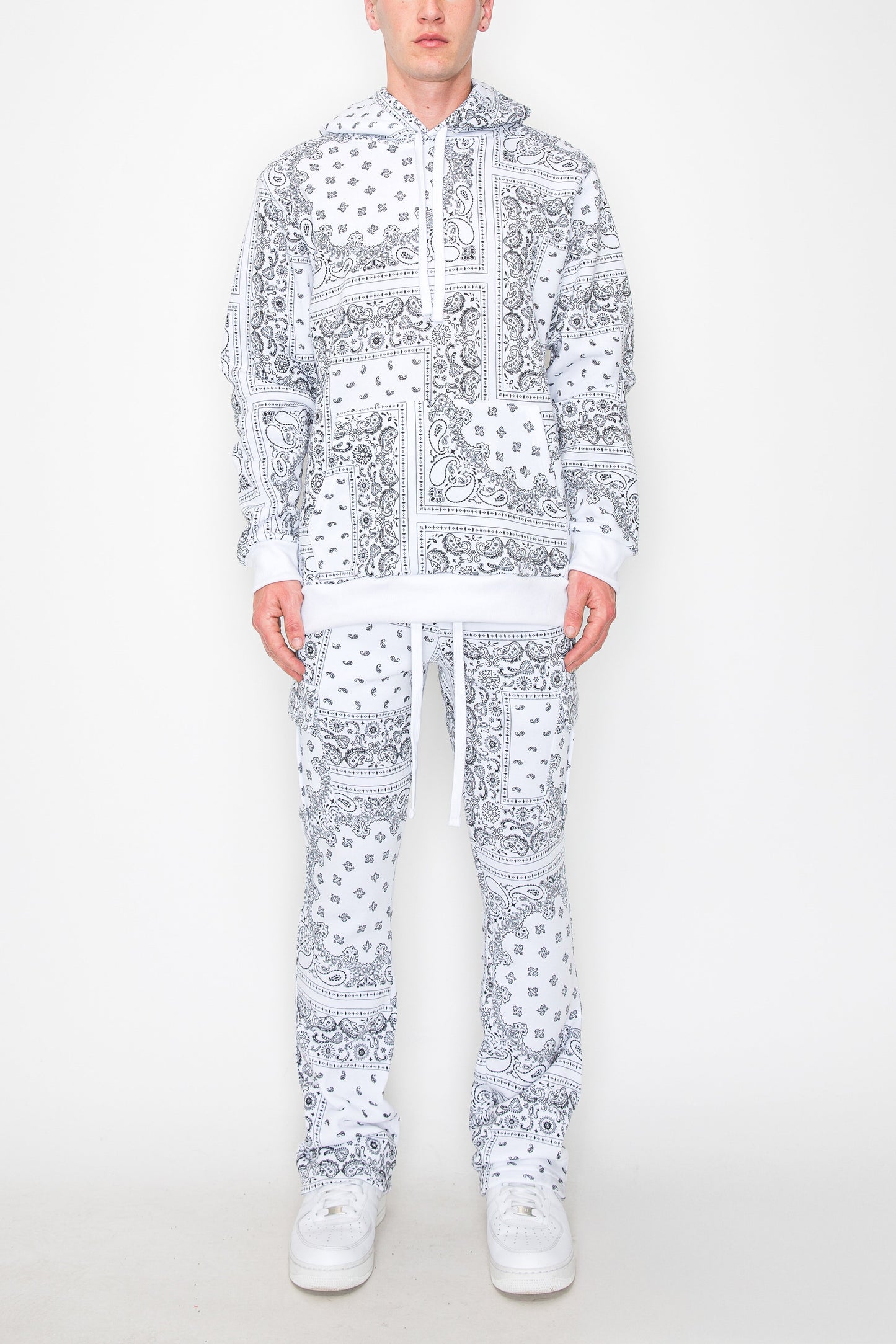 Bandana Pullover Cargo Flared Fleece Set