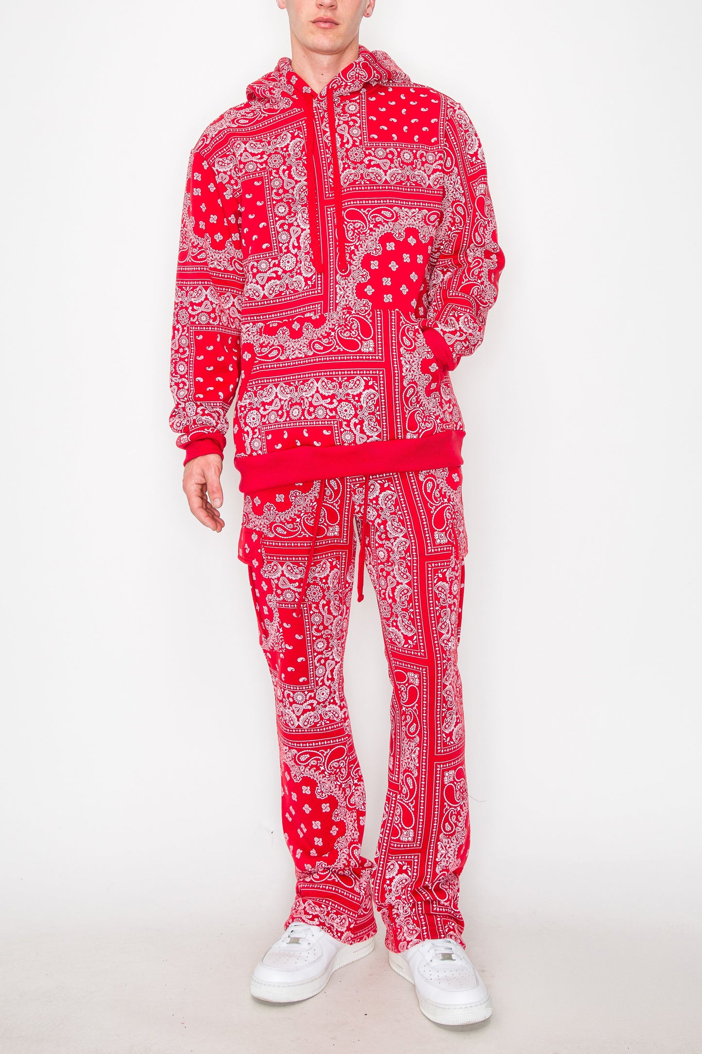 Bandana Pullover Cargo Flared Fleece Set