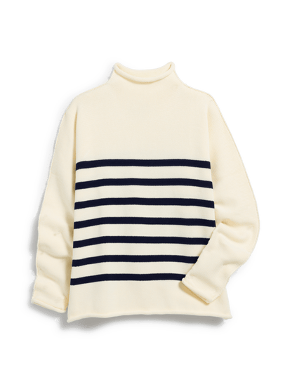 MONTEREY Cream with Navy Stripe, Pure Italian Cotton