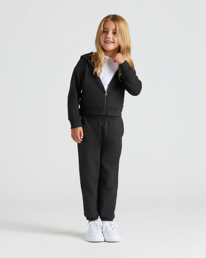 Girls Black & Electric Fuchsia Cropped Zip Hoodie 2-Pack