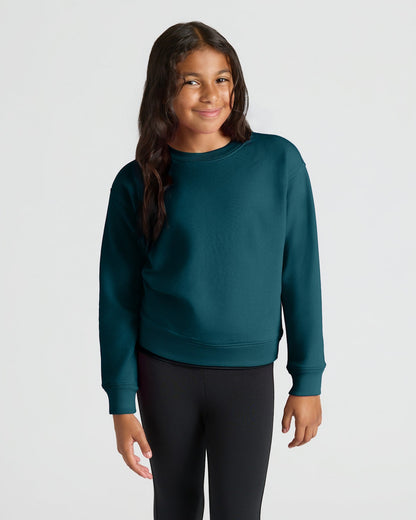 Girls Black & Deep Emerald Slouch Pullover Crew 2-Pack
