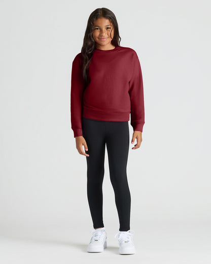 Girls Deep Emerald & Dark Maroon Slouch Pullover Crew 2-Pack