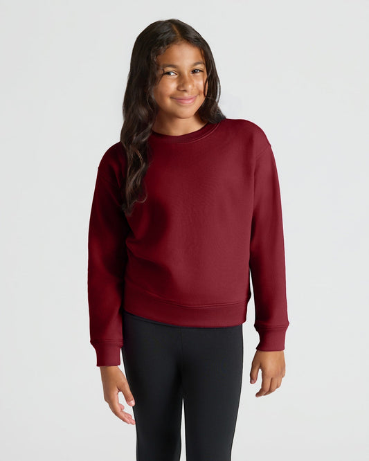 Girls Dark Maroon Slouch Pullover Crew