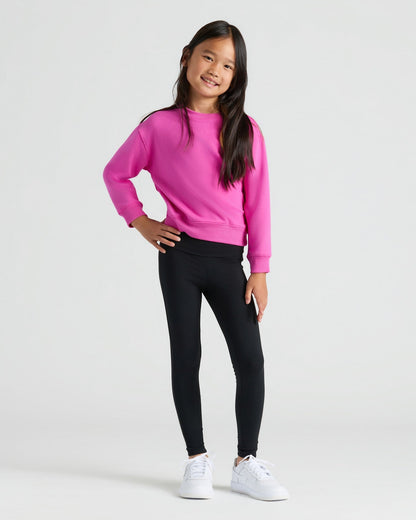 Girls Black & Electric Fuchsia Slouch Pullover Crew 2-Pack