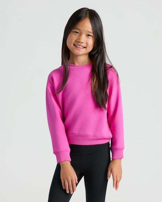 Girls Electric Fuchsia Slouch Pullover Crew