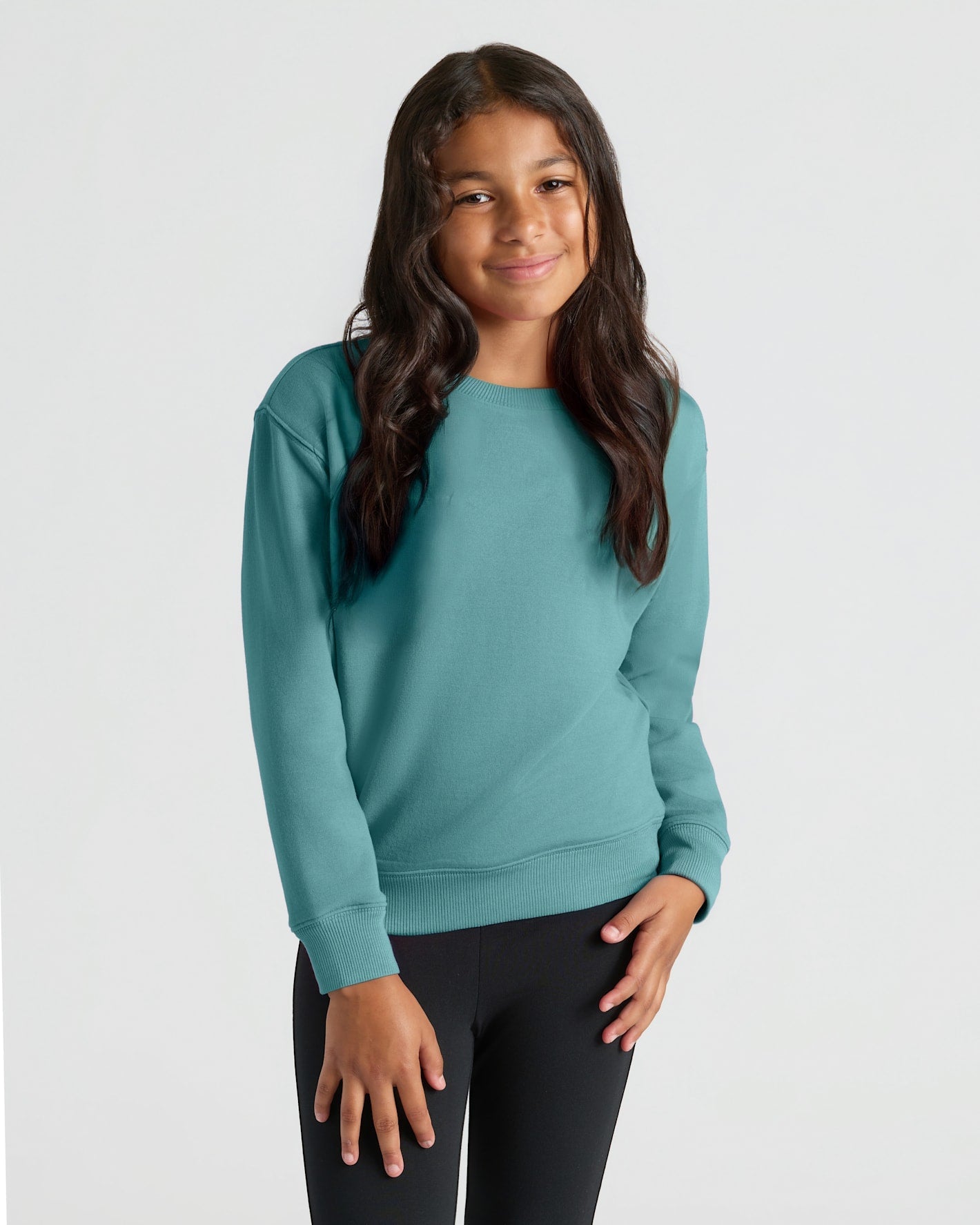 Girls Black & Stormcloud Slouch Pullover Crew 2-Pack