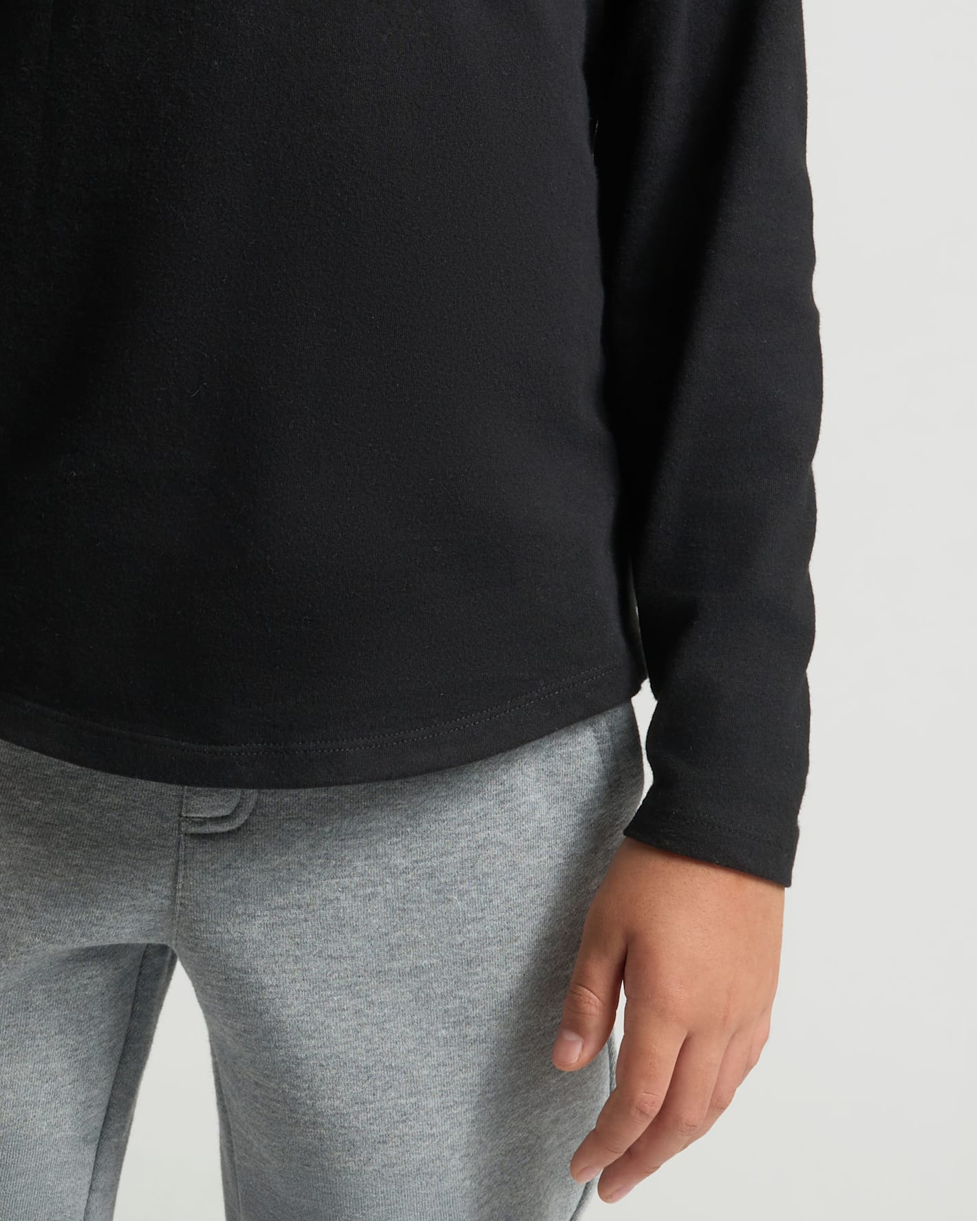Boys' All Black Classic Long Sleeve Curved Hem Crew Neck 3-Pack
