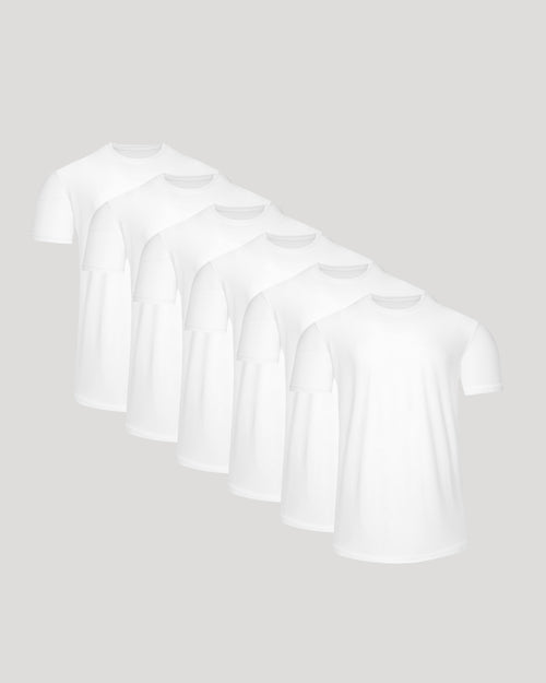 All White Active Curved Hem Crew 6-Pack