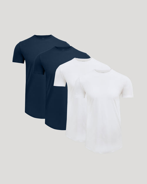 Tall Pima Cotton Blend Curved Hem Crew 4-Pack