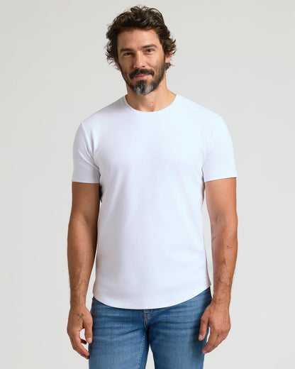 Pima Cotton Blend Curved Hem Crew 4-Pack