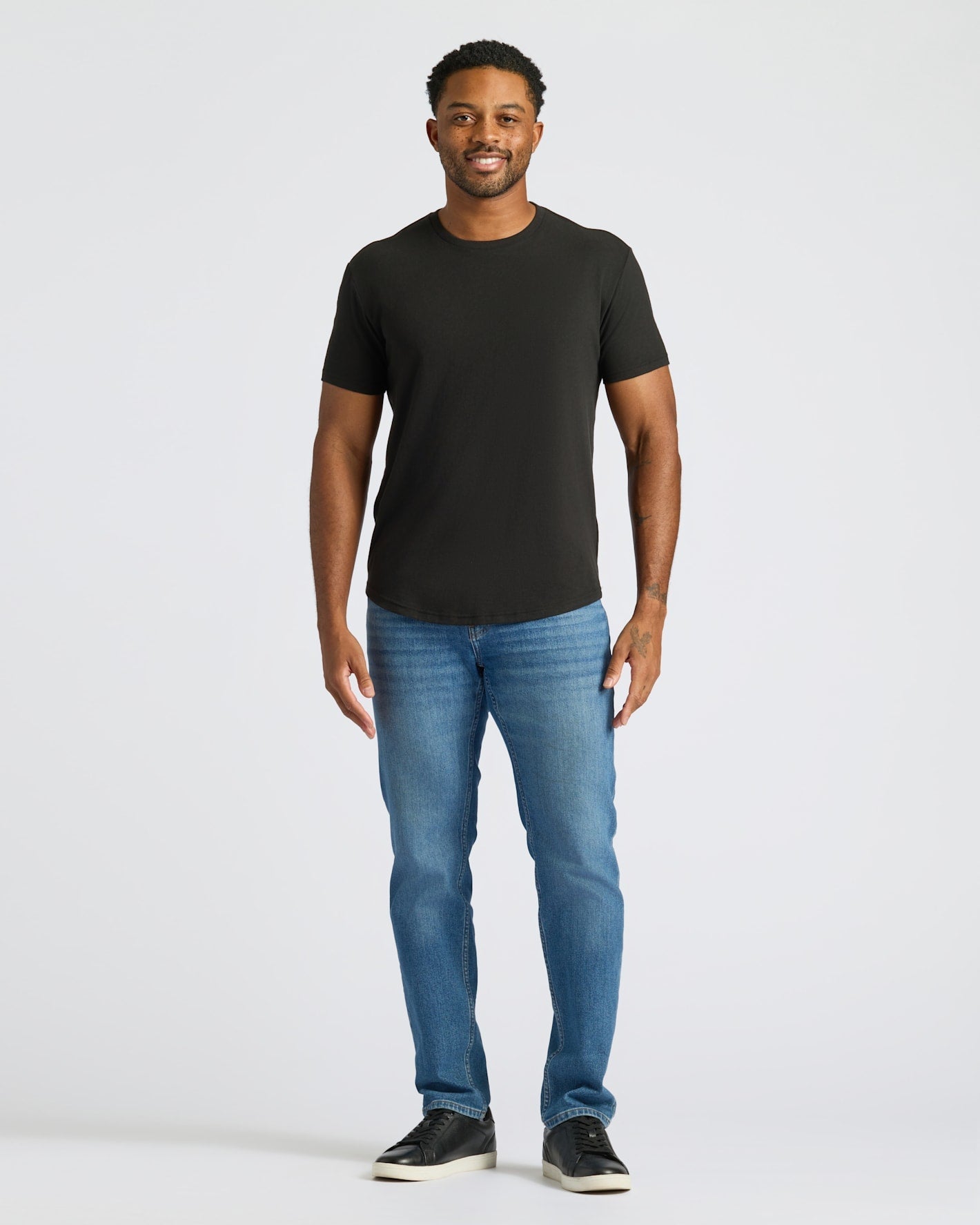 Black Curved Hem Classic Crew Neck 3-Pack
