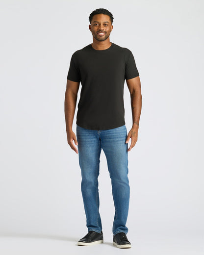 Black Curved Hem Classic Crew Neck 3-Pack