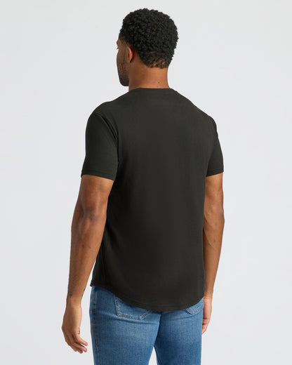 All Black Curved Hem Classic Crew Neck 10-Pack