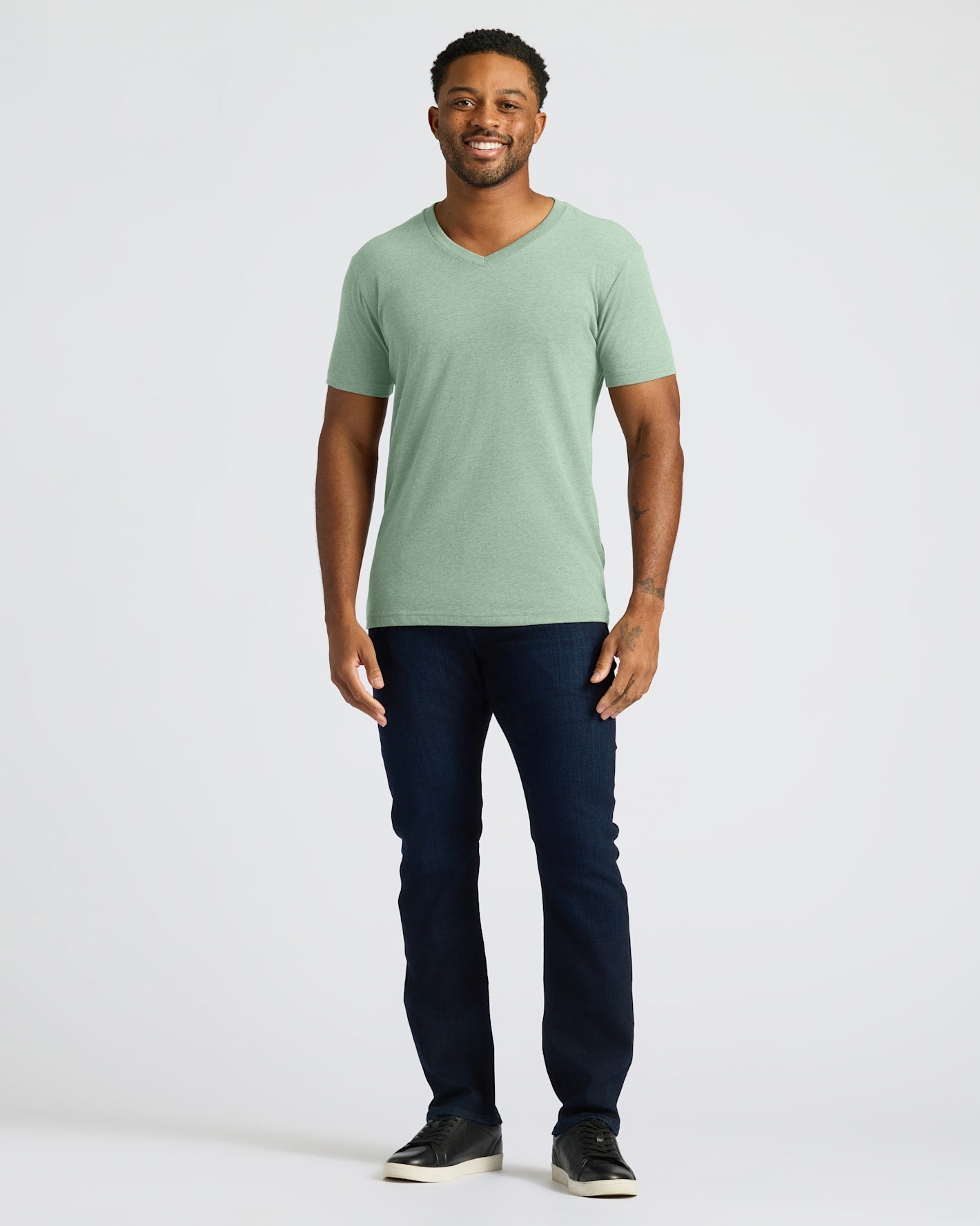 Heather Slate Green Classic V-Neck