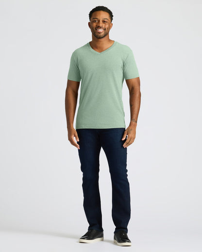 Heather Slate Green Classic V-Neck