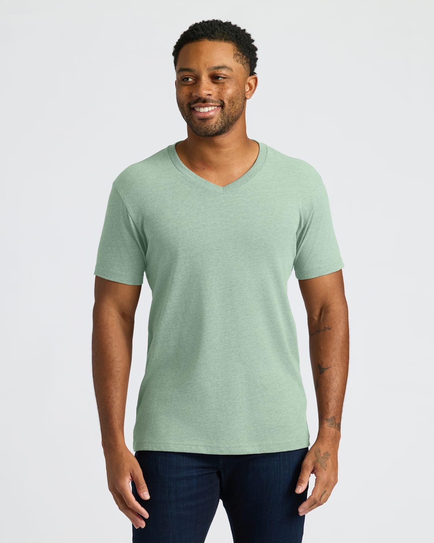Heather Slate Green Classic V-Neck