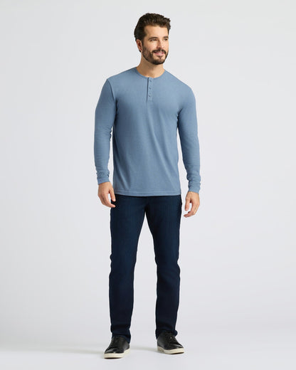 Dark Heather Vintage Navy Classic Long Sleeve Henley