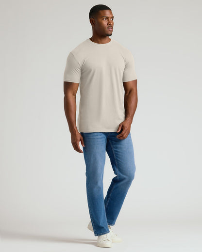 Oatmeal Tall Straight Hem Crew Neck T-Shirt