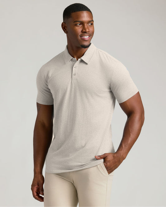 Oatmeal Short Sleeve Tall Polo