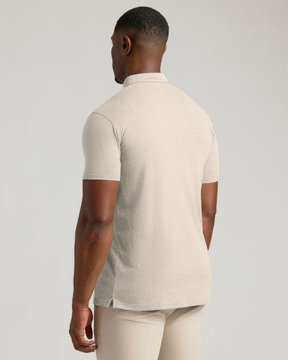 Oatmeal Short Sleeve Tall Polo
