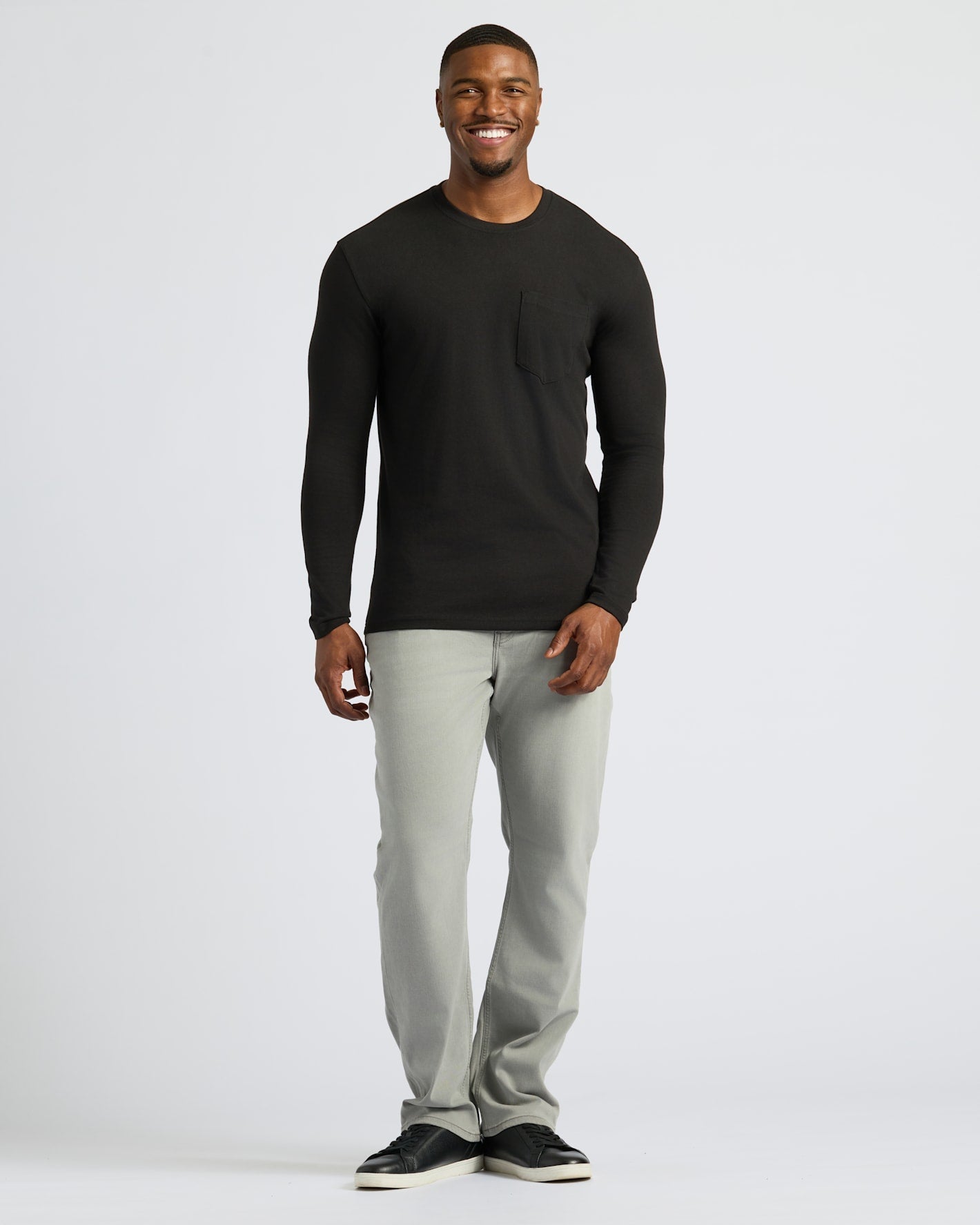 Black & Carbon Tall Heavyweight Long Sleeve Pocket Crew 2-Pack