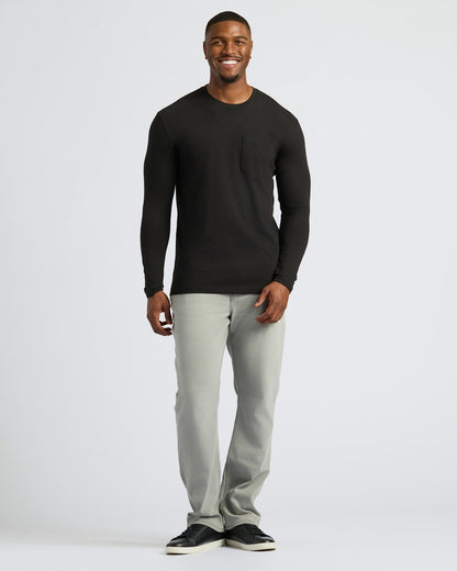 Black & Carbon Tall Heavyweight Long Sleeve Pocket Crew 2-Pack