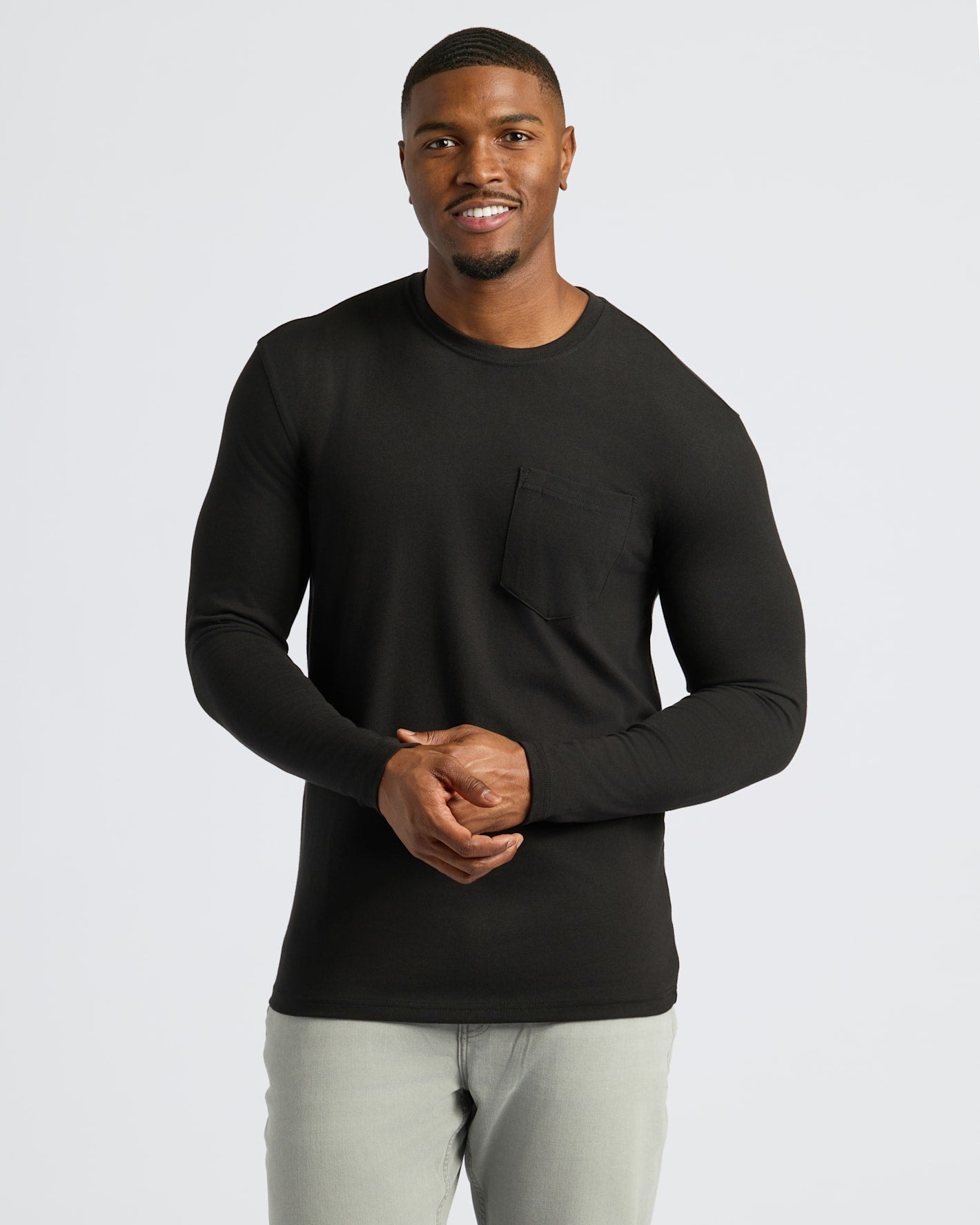Black & Carbon Tall Heavyweight Long Sleeve Pocket Crew 2-Pack