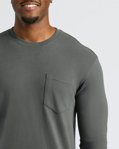 Black & Carbon Tall Heavyweight Long Sleeve Pocket Crew 2-Pack