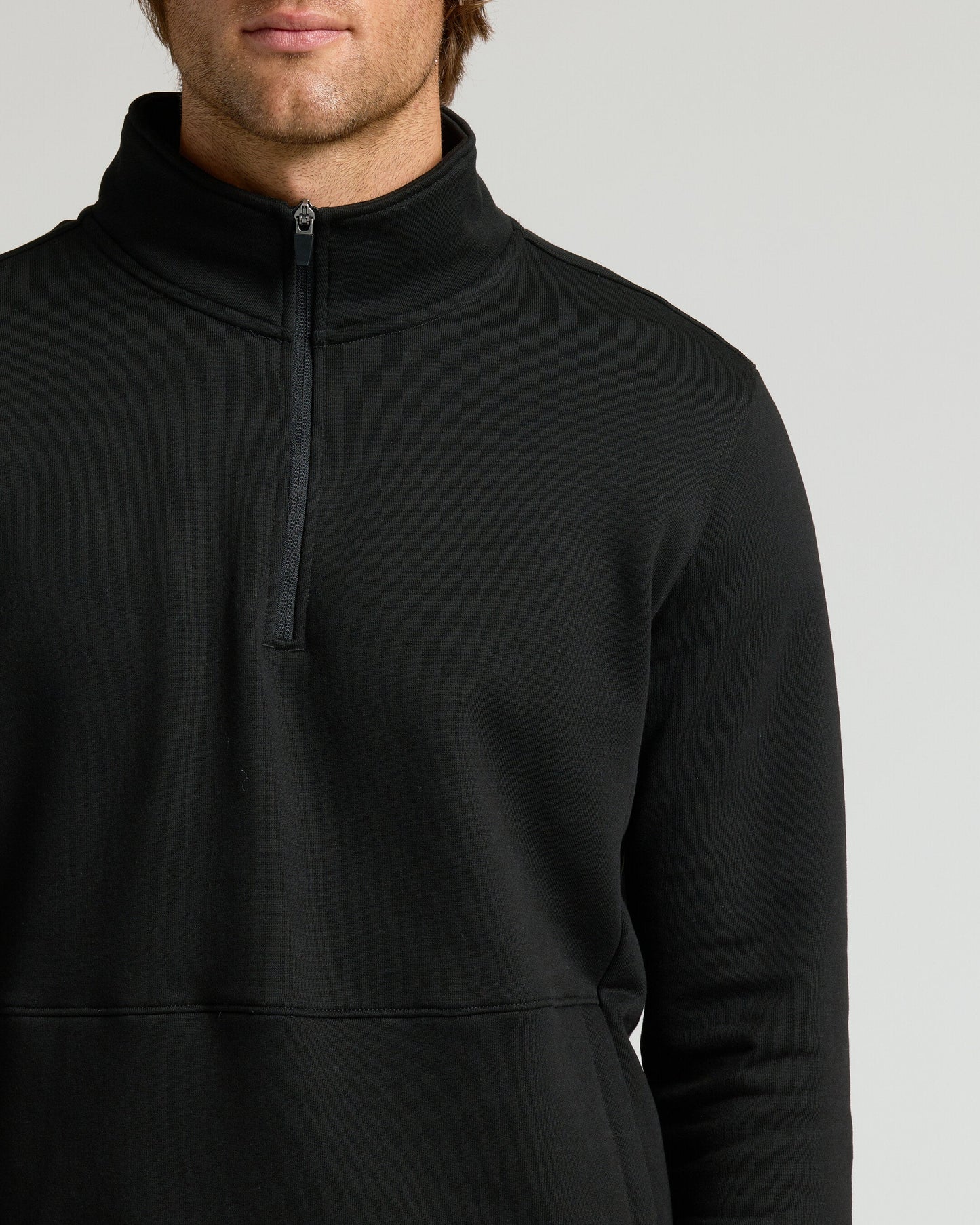 Black Quarter Zip Fleece Sweatshirt