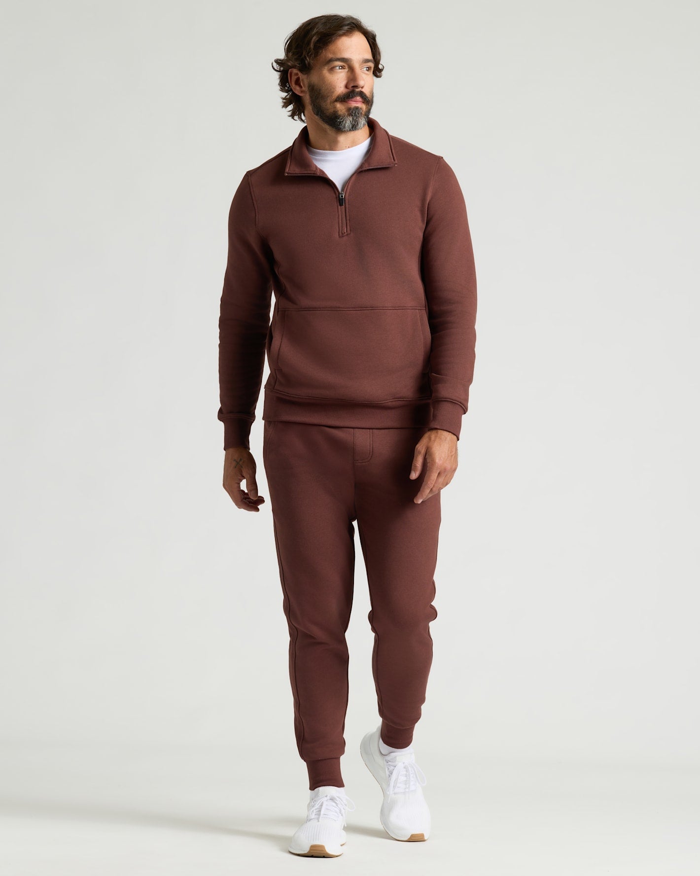 Carob Quarter Zip Fleece Sweatshirt & Jogger 2-Pack