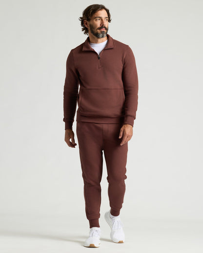 Carob Quarter Zip Fleece Sweatshirt & Jogger 2-Pack
