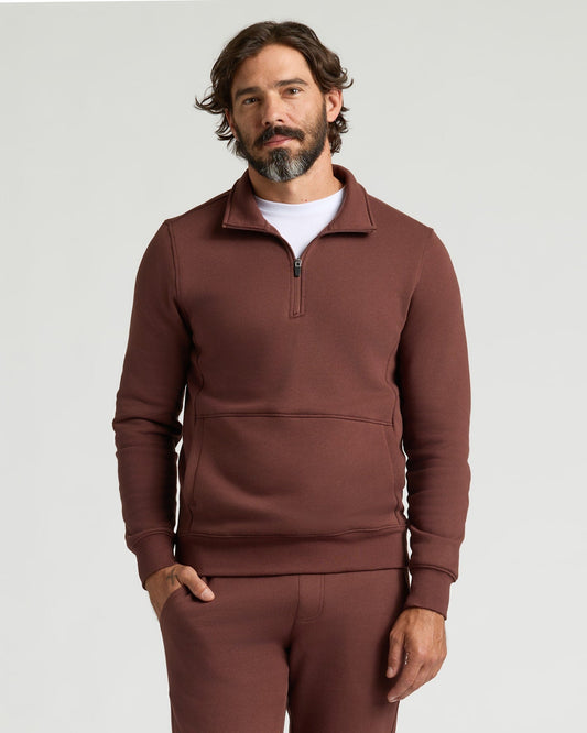 Carob Quarter Zip Fleece Sweatshirt