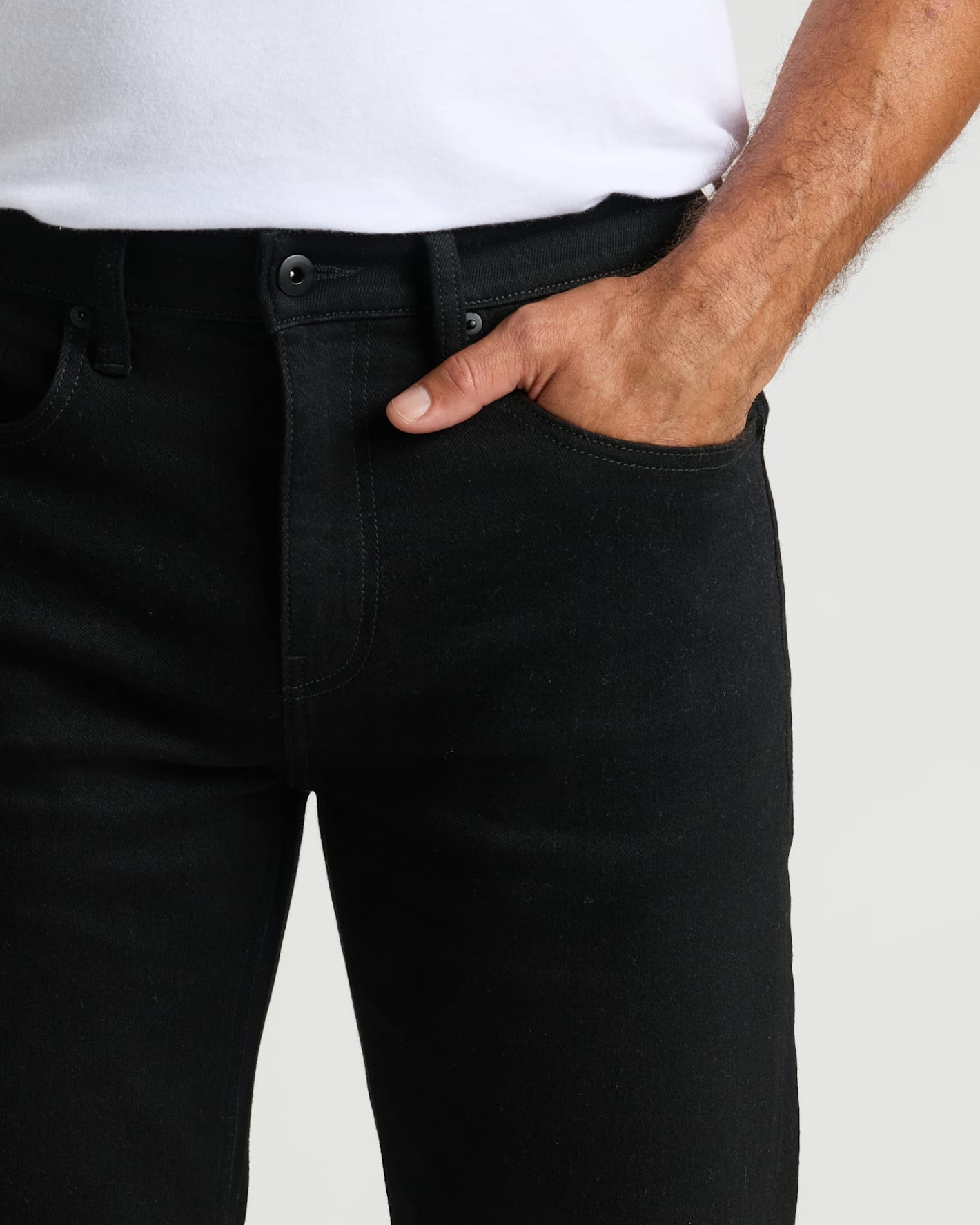 Black Wash Straight Authentic Denim Jeans
