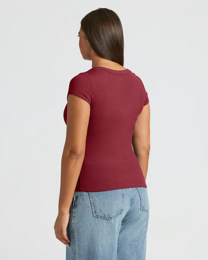 Womens Ribbed U-Neck Tee 3-Pack
