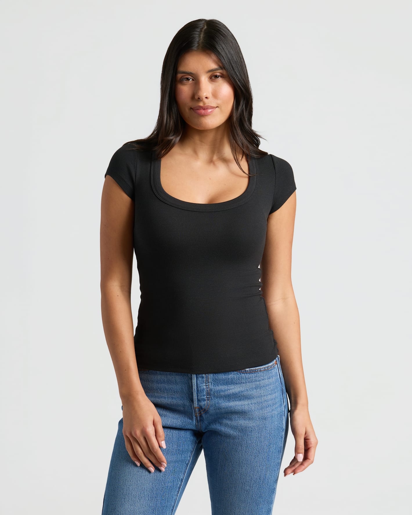 Womens Ribbed U-Neck Tee 3-Pack