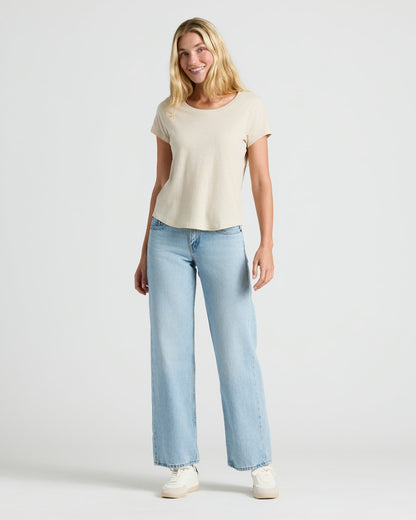 Womens Oatmeal Slub Scoop Neck Tee