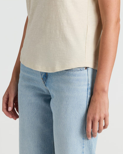 Womens Oatmeal Slub Scoop Neck Tee 2-Pack