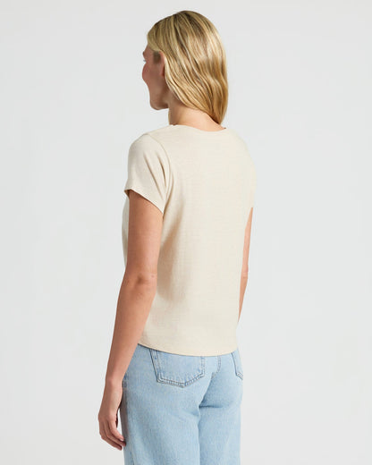 Womens Oatmeal Slub Scoop Neck Tee 2-Pack