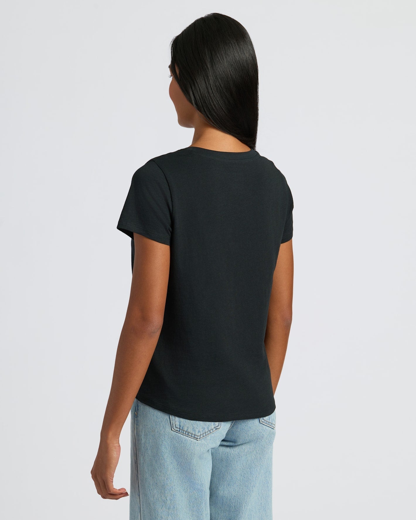 Womens Black Slub Scoop Neck Tee 2-Pack