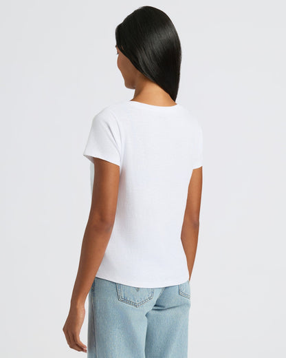 Womens White Slub Scoop Neck Tee