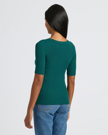 Womens Ribbed 3/4 Sleeve Scoop Neck Tee 3-Pack