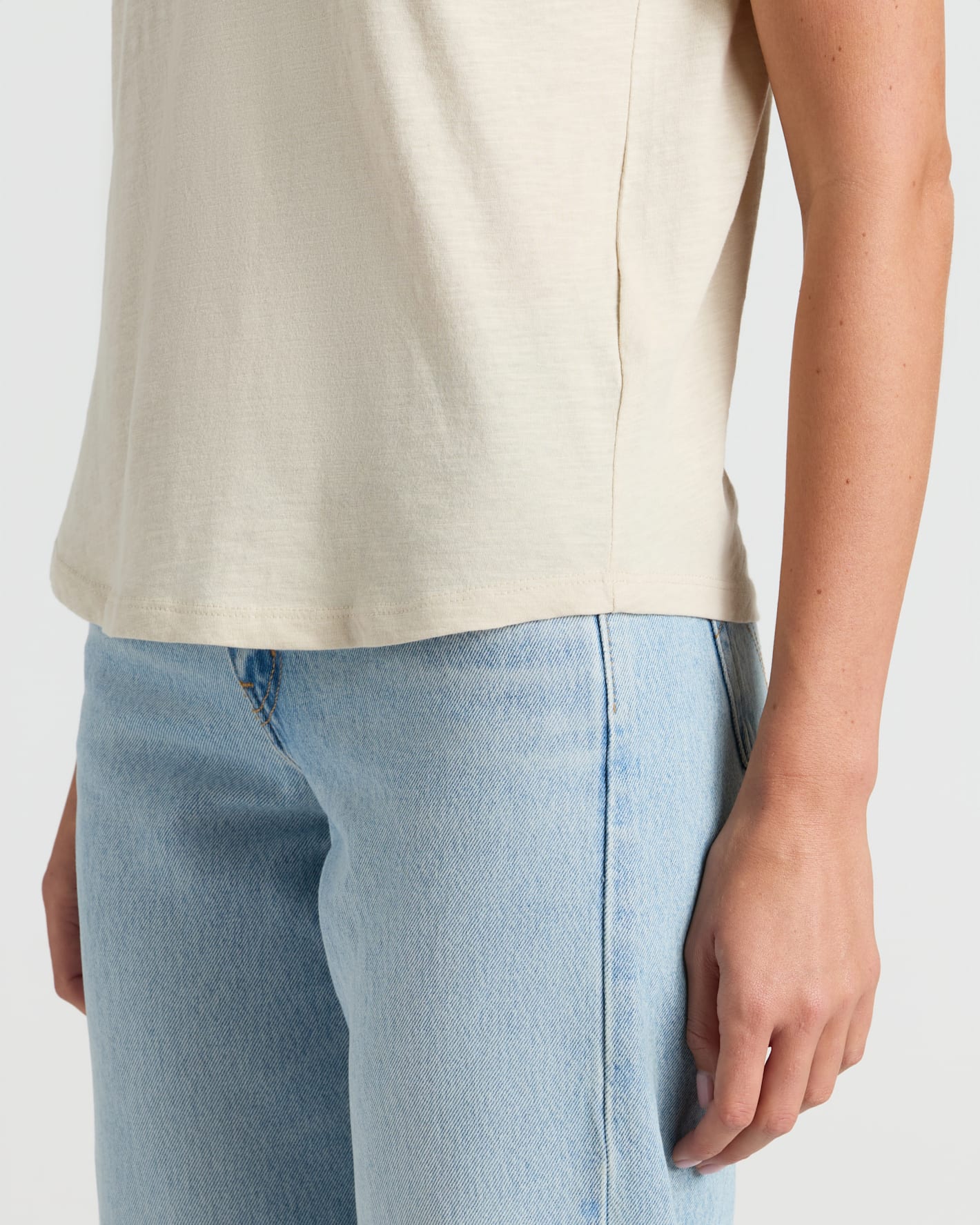 Womens Oatmeal Relaxed Slub V-Neck Tee 4-Pack