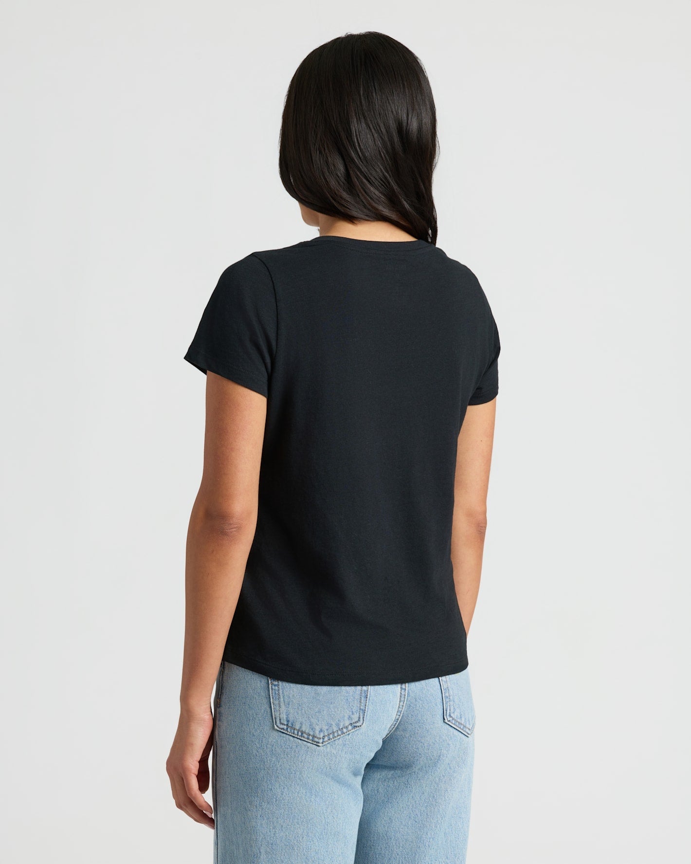 Womens Black Relaxed Slub V-Neck Tee 2-Pack
