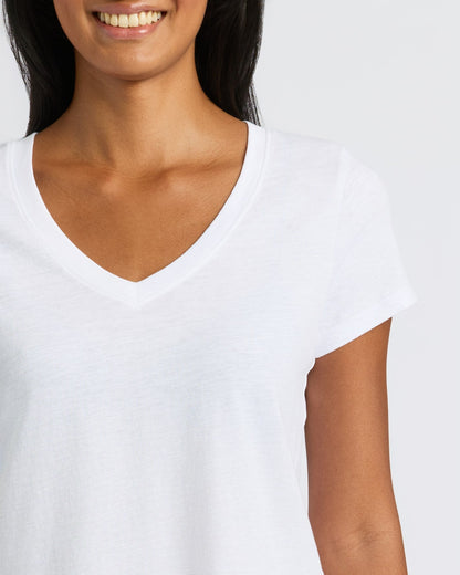 Womens Navy & White Relaxed Slub V-Neck Tee 2-Pack