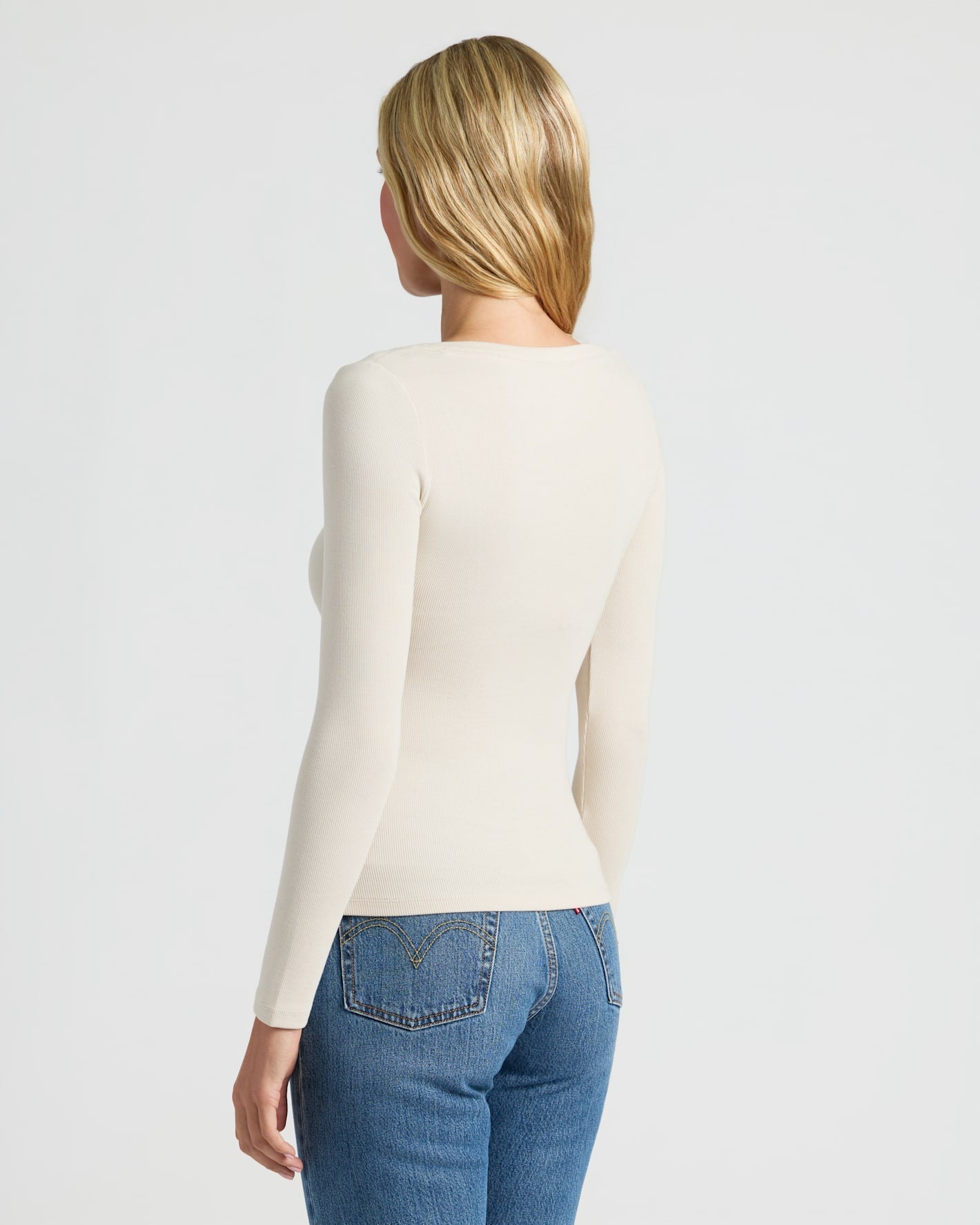 Womens Oatmeal Ribbed Long Sleeve Scoop Neck Tee 3-Pack
