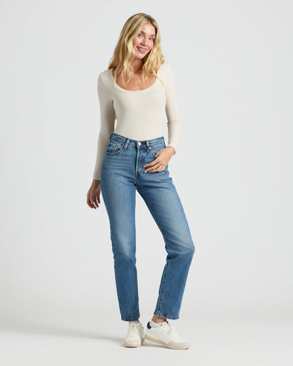 Womens Oatmeal Ribbed Long Sleeve Scoop Neck Tee 3-Pack