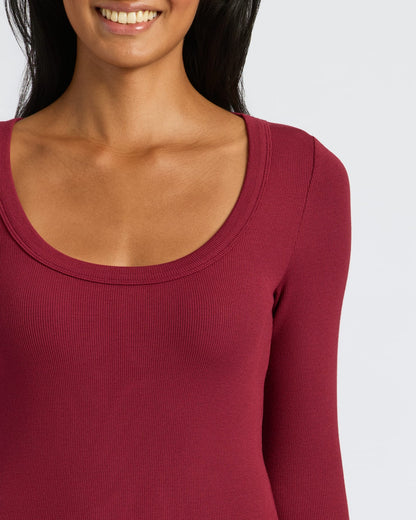 Womens Ribbed Long Sleeve Scoop Neck Tee 3-Pack
