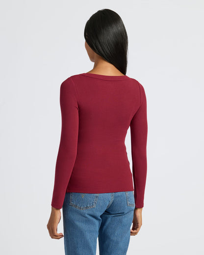 Womens Ribbed Long Sleeve Scoop Neck Tee 6-Pack