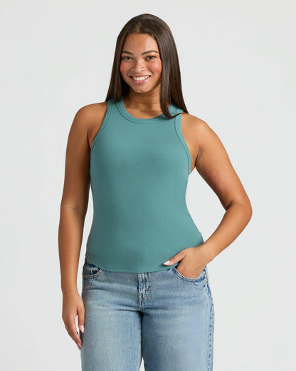 Womens Ribbed High Neck Tank 6-Pack